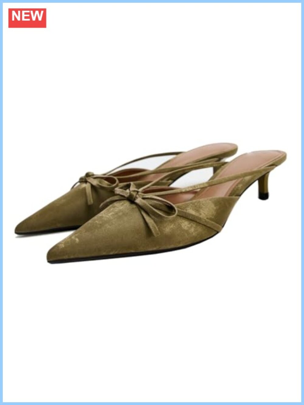 Kitten Heel Bow Mules Slip On Backless Pumps